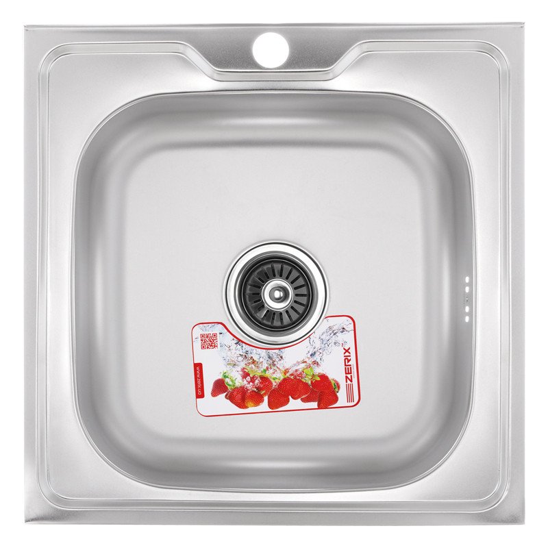 Кухонна мийка накладна ZERIX Z5050-06-160E (сатинова) (ZX1609)