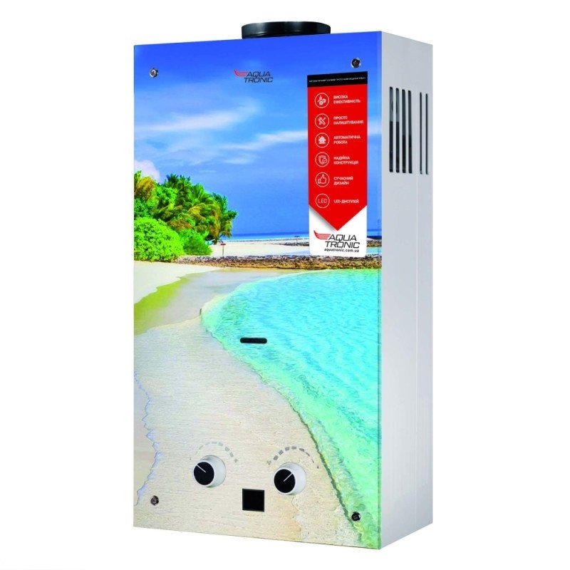 Газовая колонка Aquatronic дымоходная JSD20-AG308 10 л стекло (пляж)