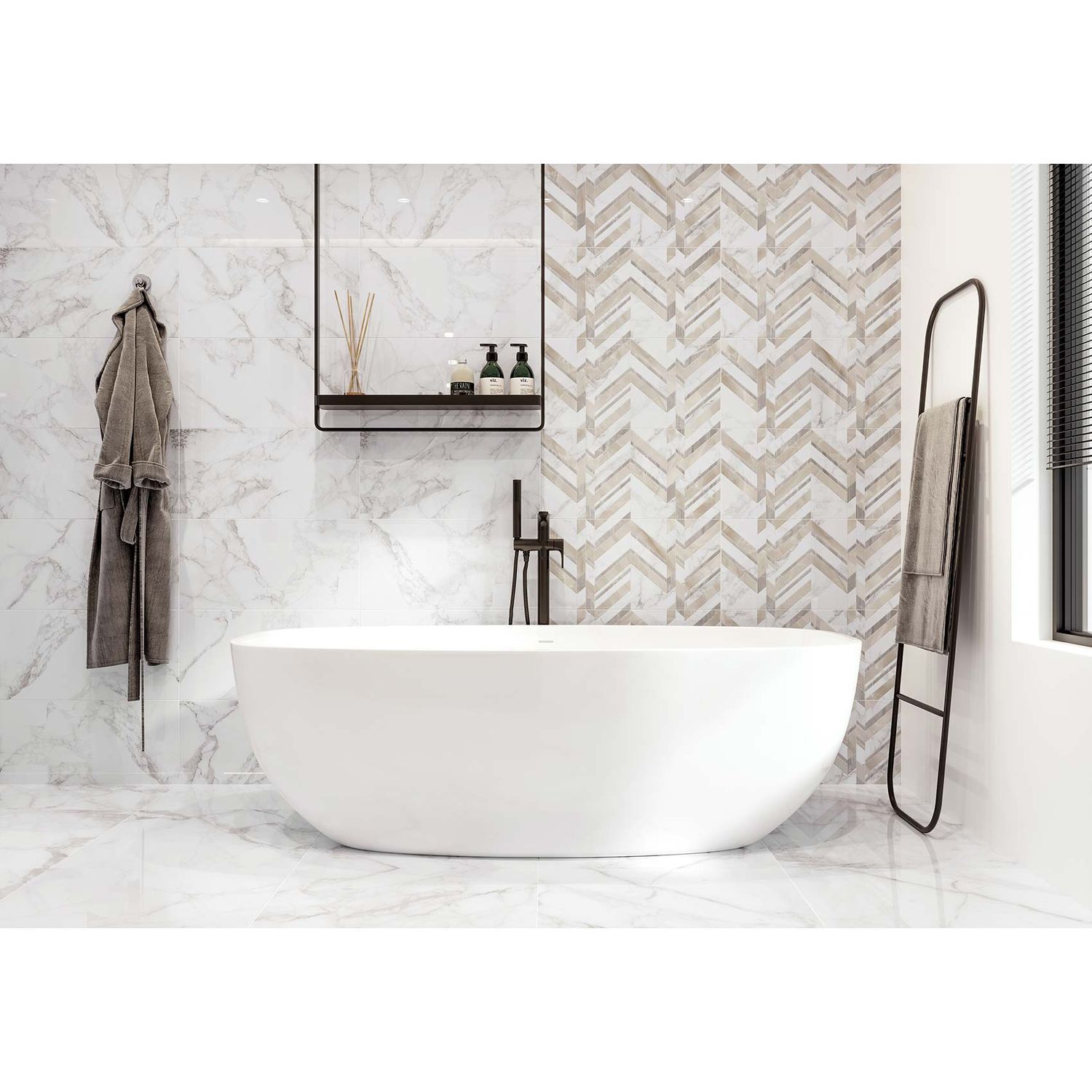 Плитка MARMO BIANCO Chevron белый G70151