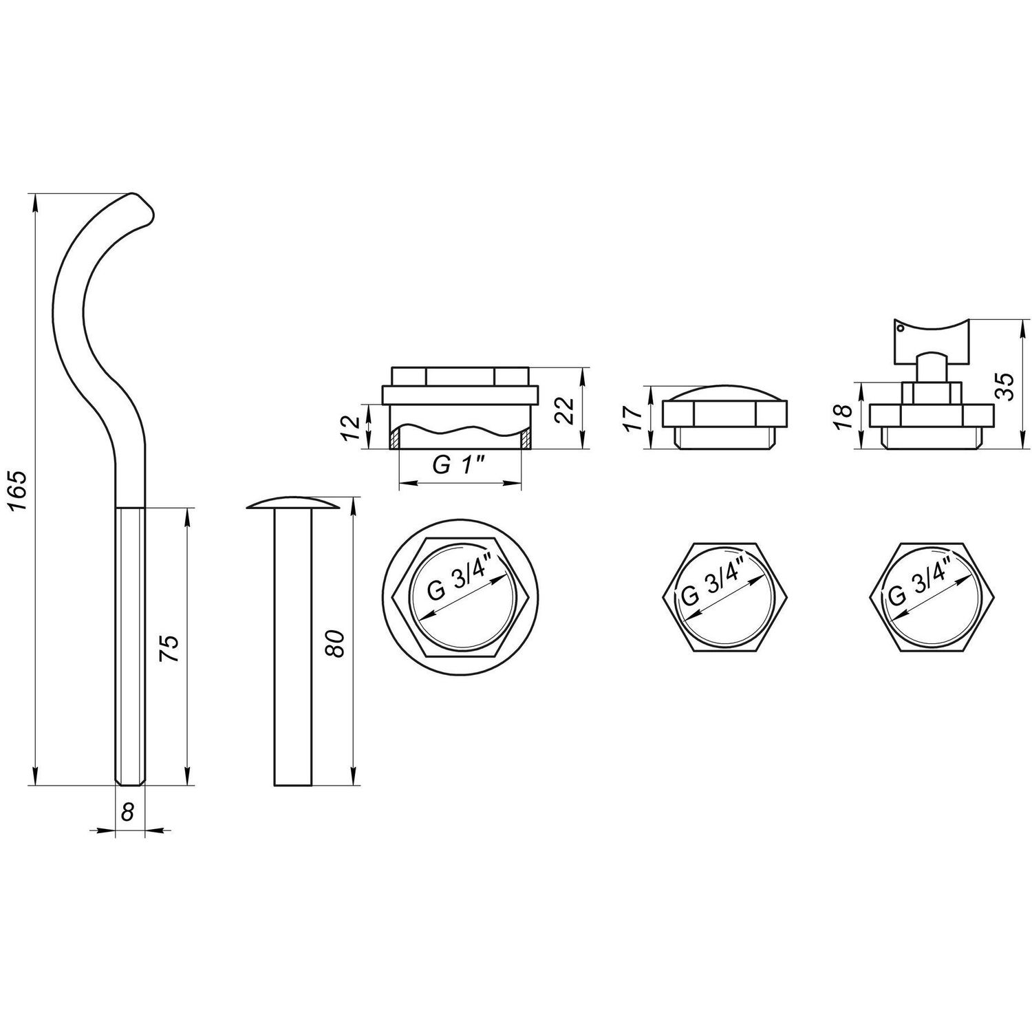 Комплект футорок секционного радиатора CRISTAL NR-2013 3/4'с 2-кронштейнами (HT 405)