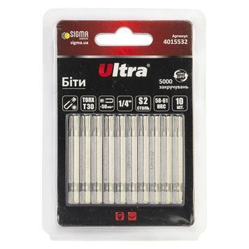 Биты Torx 30&times;50Мм &frac14;" 10Шт S2 (Блистер) Ultra
