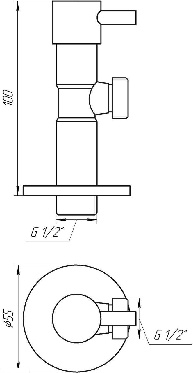 Кран Solomon угловой керамик полуоборотный 1/2" х 1/2" 1TECH (Lazer) (7076)