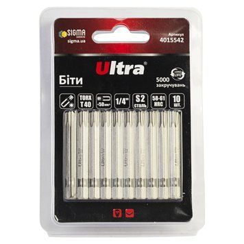 Биты Torx 40&times;50Мм &frac14;" 10Шт S2 (Блистер) Ultra