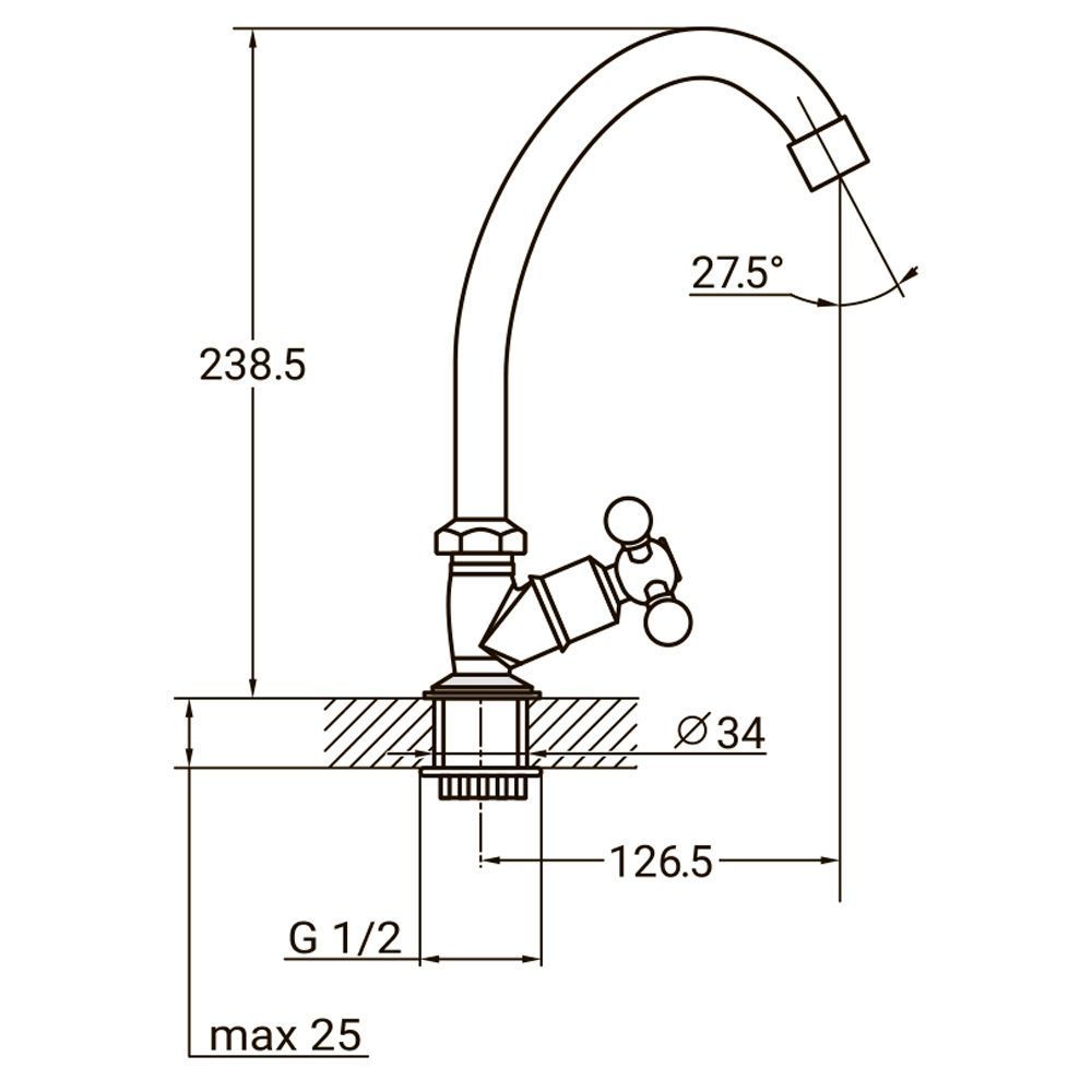 Смеситель S83 &frac12;" Монокран На Гайке Aquatica (Кратно 2Шт) (Qm-1G159C)