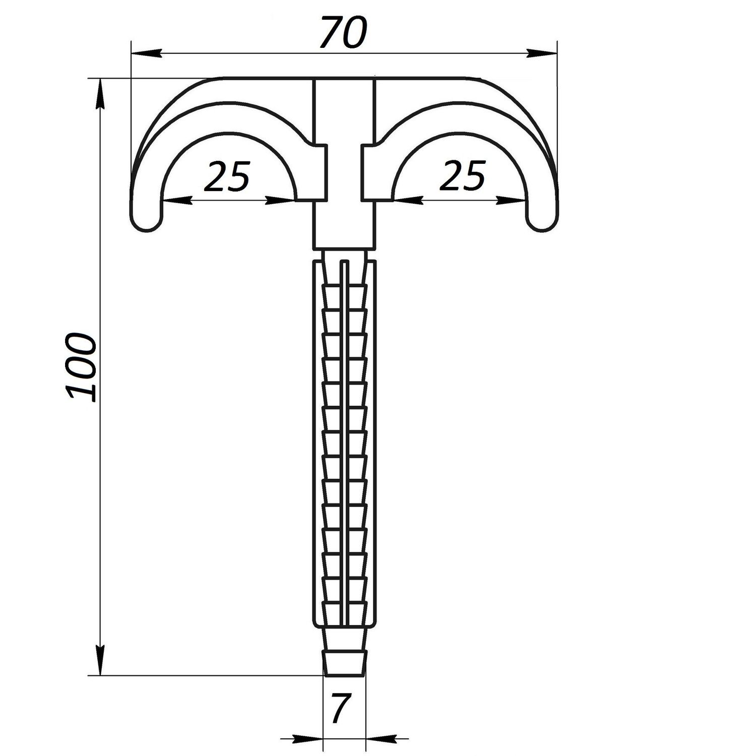 Дюбель гачок монтажний подвійної довжини 100 мм (упаковка 100 шт)