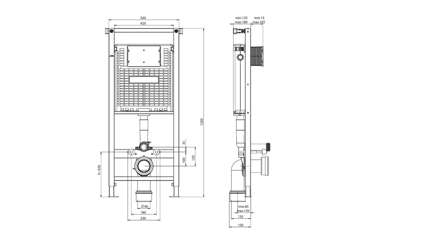 Система інсталяції для підвісного унітазу Alcora ST1200