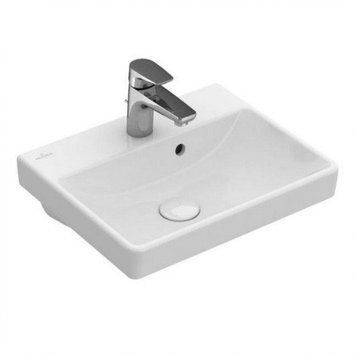 Умивальник Villeroy&Boch AVENTO 45*37см, компактний, для 1 позиції зміш., отвір для зміш. вибитий, з переливом, білий