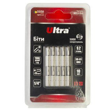 Биты Torx-Proof 15&times;25Мм &frac14;" 10Шт S2 (Блистер) Ultra