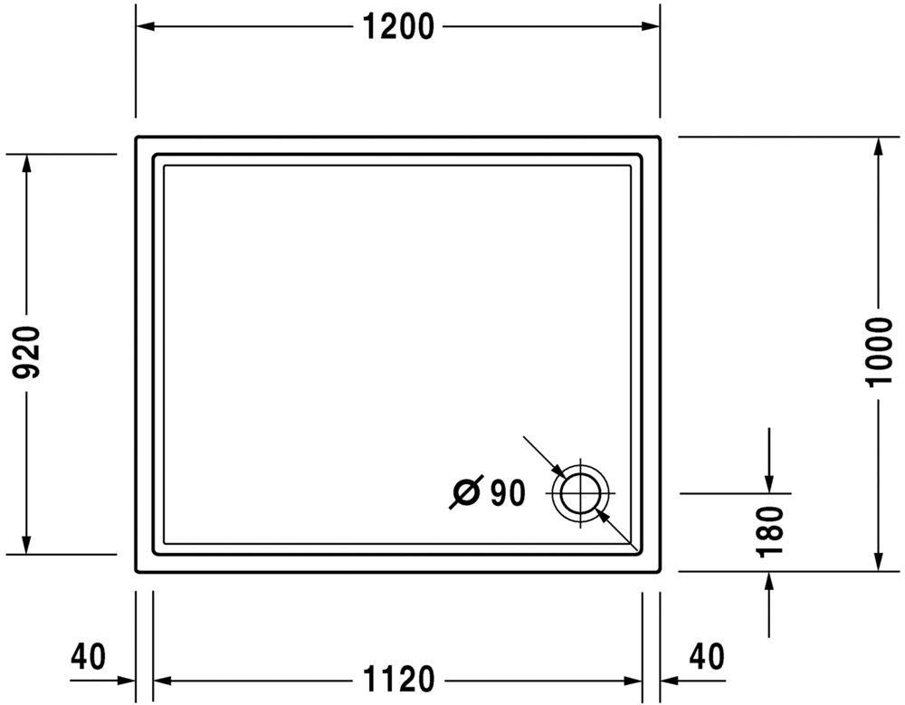 Душовий піддон прямокутний (1200*1000*55мм) санітарний акрил Duravit STARCK 4 мм