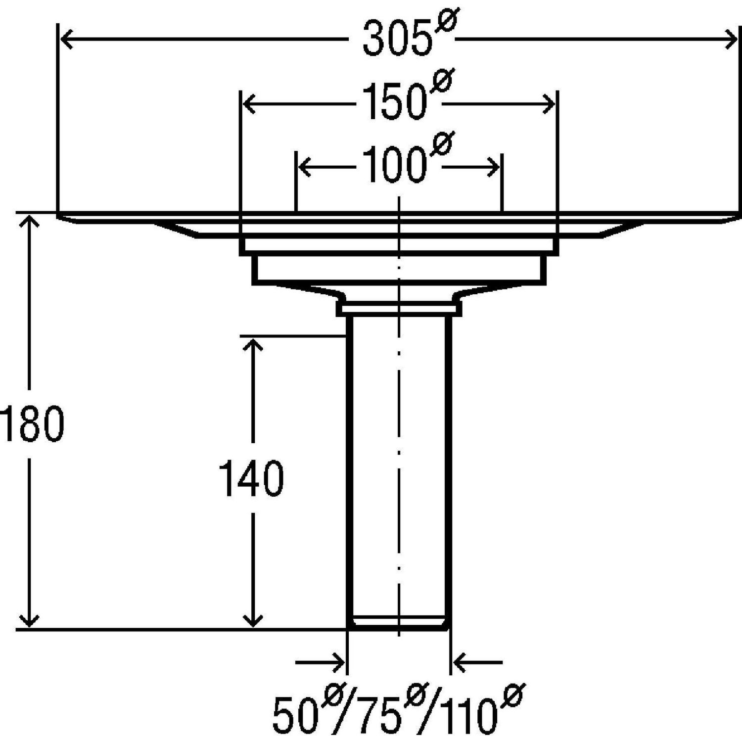 Трап для балконів діаметром 50 мм, нержавіюча сталь, з фланцем, вертикальний, без сифона. VIEGA