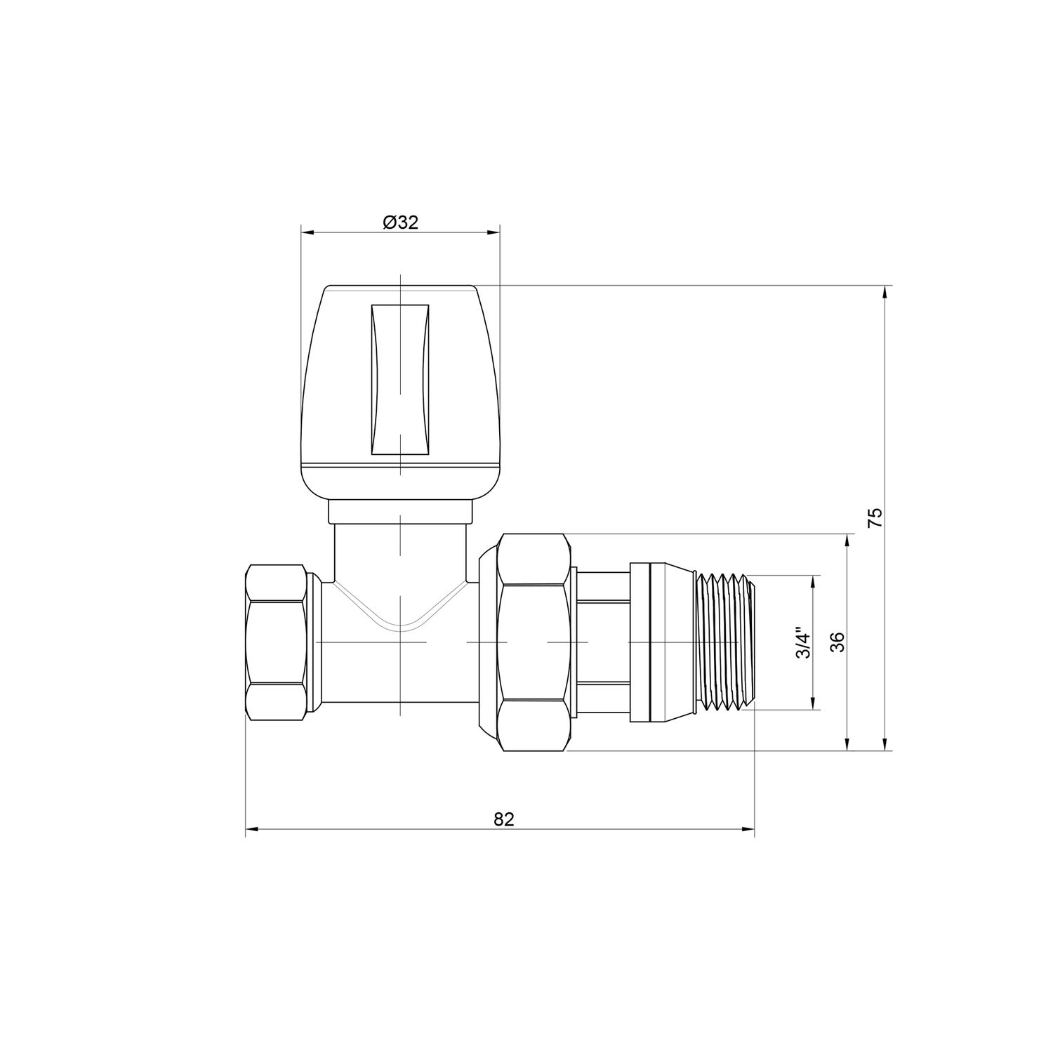 Кран радиаторный Icma 3/4" с антипротечкой прямой №813+940