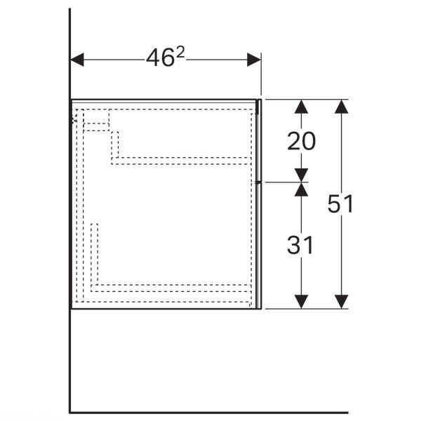 Шкаф боковой, Geberit Xeno2 с 2 ящиком, корпус и фасад: серый дуб 500.504.43.1