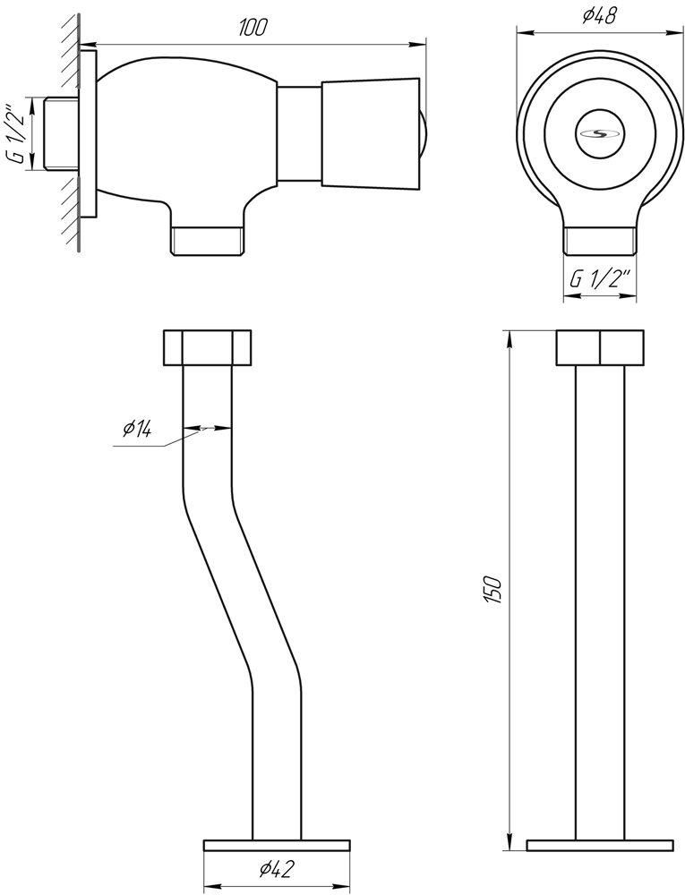 Кран-дозатор для пісуара Solomon LGE-043
