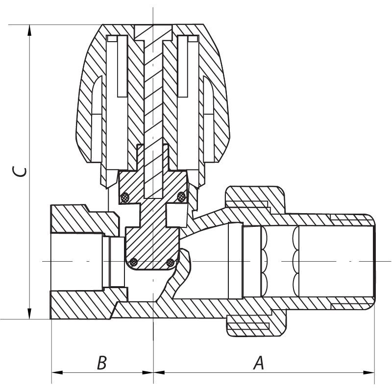 Вентиль радиаторный прямой 1/2x1/2 (KOER KR.907) (KR2847)