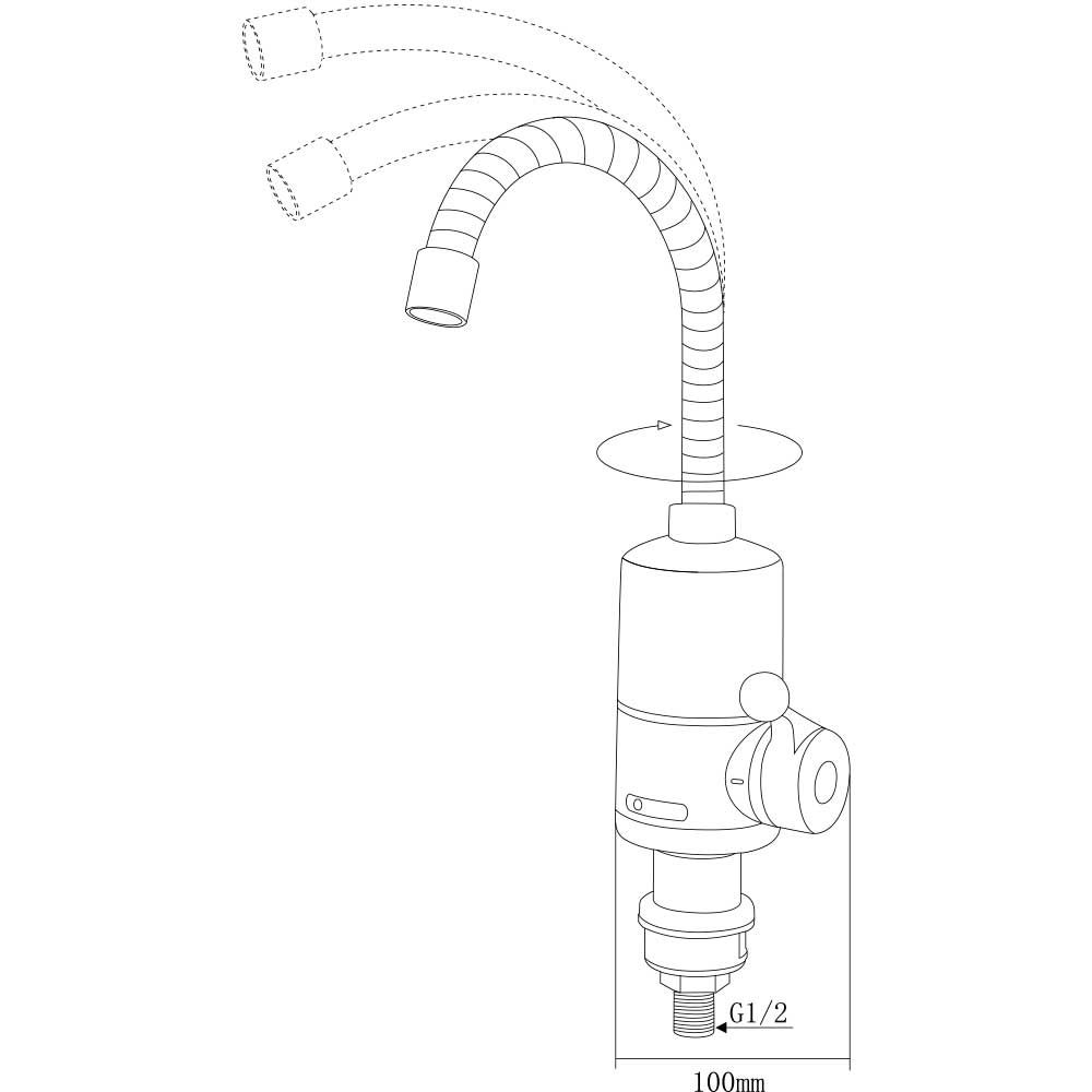 Кран-водонагрівач проточний S97 3.0Квт 0,4-5Бар для кухні Aquatica, гусак гофрований на гайці (Nz-6B312W)