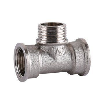 Тройник никелированный 1/2&Prime;ВР х 1/2&Prime;НР х 1/2&Prime;ВР VA, штампованный А0211А(нк)
