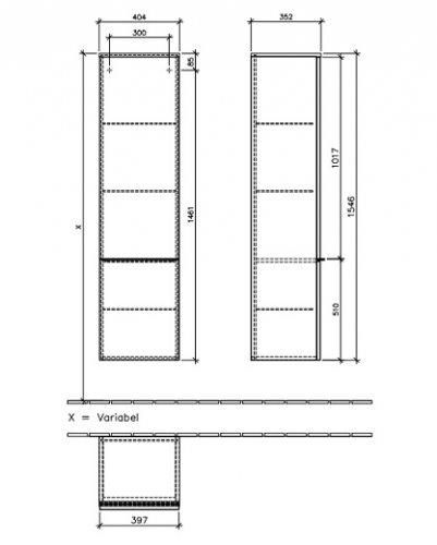 Шкаф-пенал подвесной Villeroy&Boch VENTICELLO, цвет белый глянец, петли справа, ручки хром