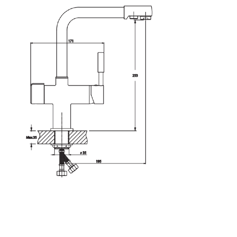 Змішувач для кухні Haiba HANS 021 з виходом для питної води (HB0817)