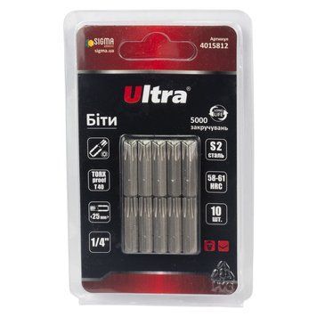 Биты Torx-Proof 40&times;25Мм &frac14;" 10Шт S2 (Блистер) Ultra