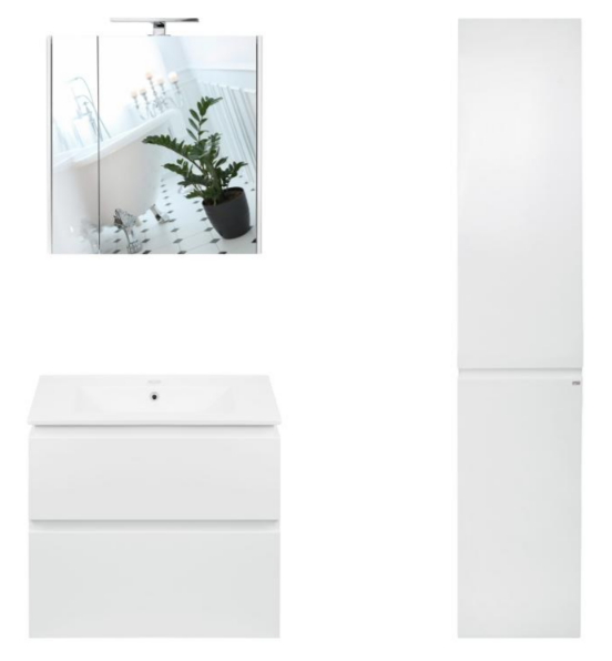 Комплект мебели для ванной Qtap Albatross тумба с раковиной + зеркальный шкаф + пенал QT044AL42957