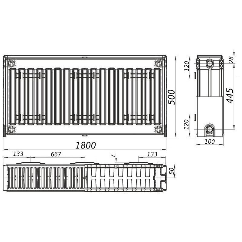 Радиатор стальной панельный KALITE 22 бок 500х1800
