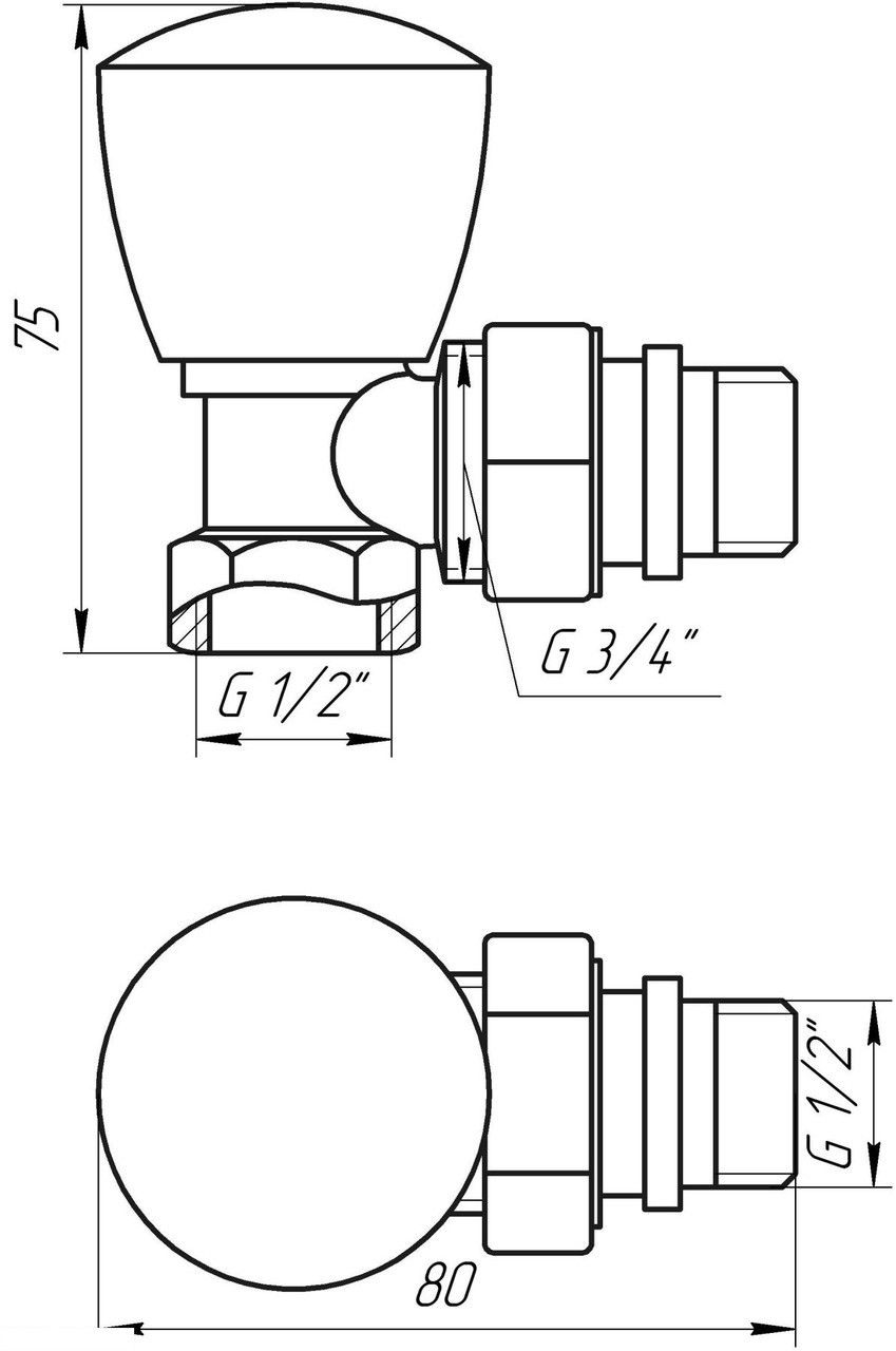 Кран Solomon кутовий вентильний для радіаторів 1/2 з антипротіканням NEW (160404).