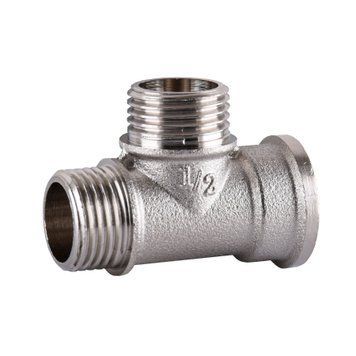 Тройник никелированный 1/2&Prime;ВР х 1/2&Prime;НР х 1/2&Prime;НР VA, штампованный А0204А(нк)