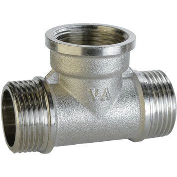 Тройник никелированный 3/4&Prime;НР х 3/4&Prime;ВР х 3/4&Prime;НР VA, штампованный А0253А(нк)