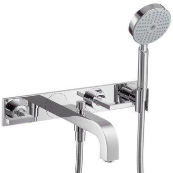 Змішувач для ванни, HANSGROHE Axor Citterio на 3 отвори, з ручками-важелями та панеллю, хром