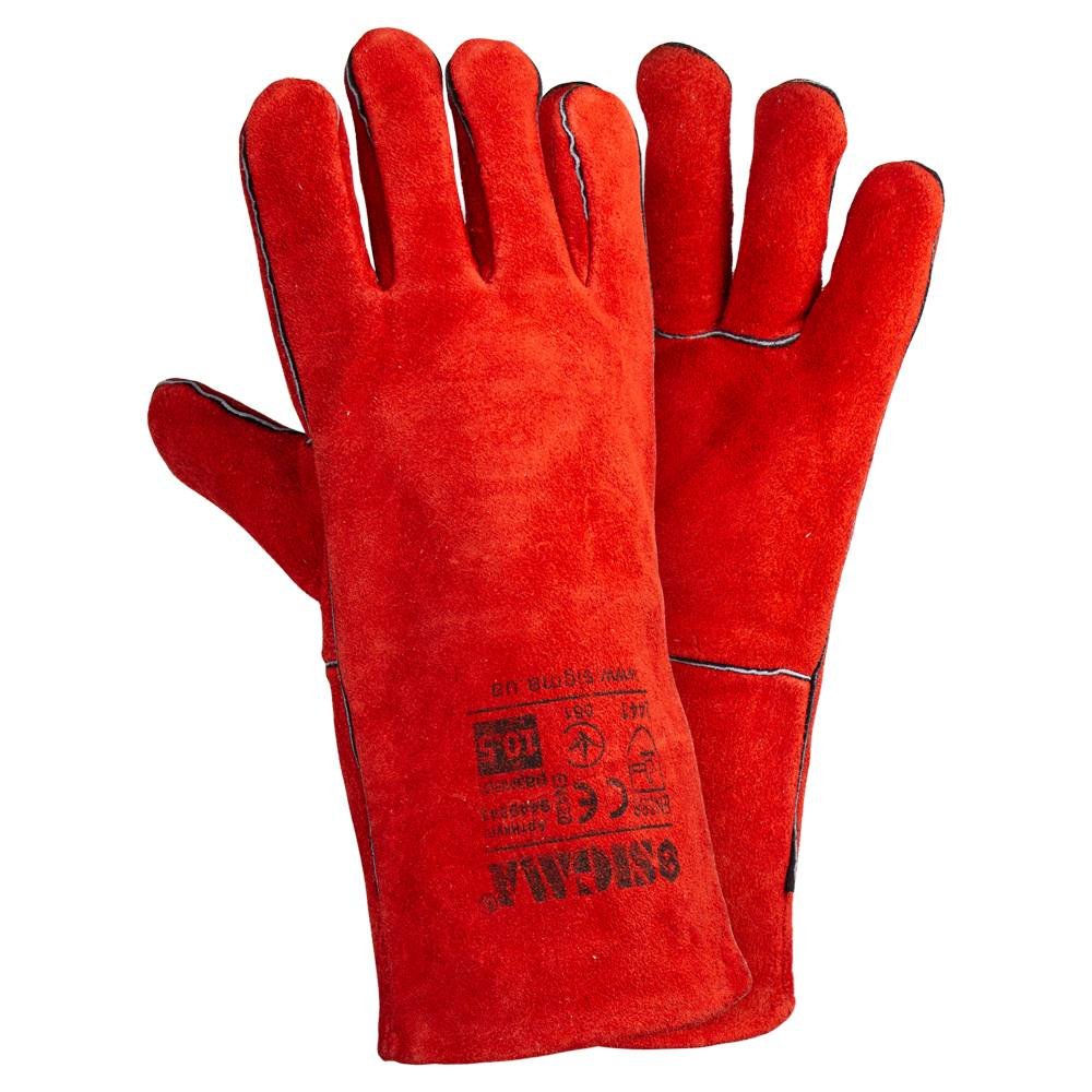 Перчатки Краги Сварщика Р10.5, Класс Ав, Длина 35См (Красные)