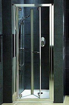 Двери в нишу Kolo bifold GEO6 80 см, стекло PRISMATIC, профиль серебряный блеск