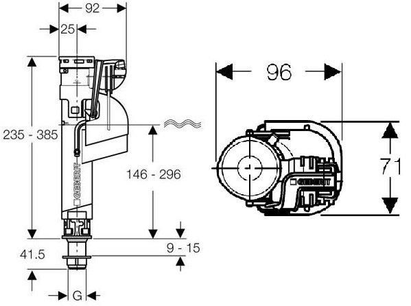 Впускной клапан Geberit Impuls360 3/8" для наружного бачка, подвод воды снизу