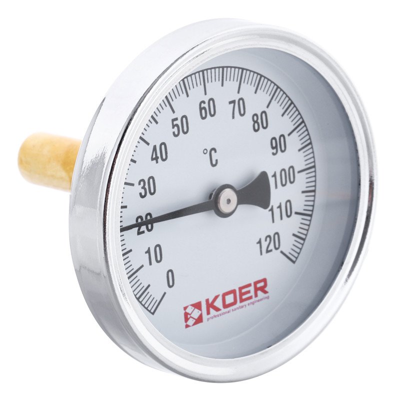 Термометр аксіальний з погружною гільзою KOER KT.671A D=63мм 1/2'' (KR2899)