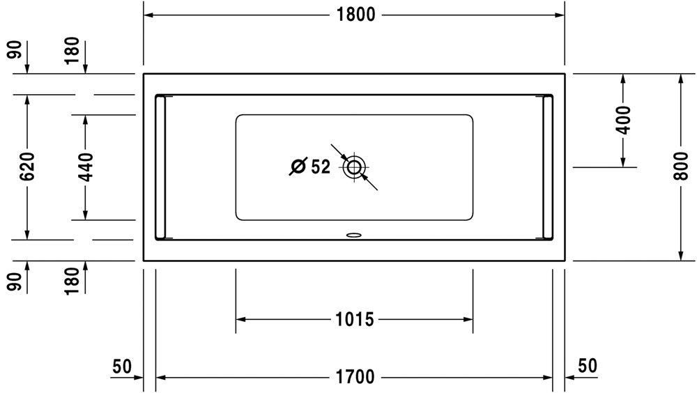 Ванна прямокутна, вбудовувана версія або версія з панелями, з двома нахилами для спини 1800*900 Duravit STARCK