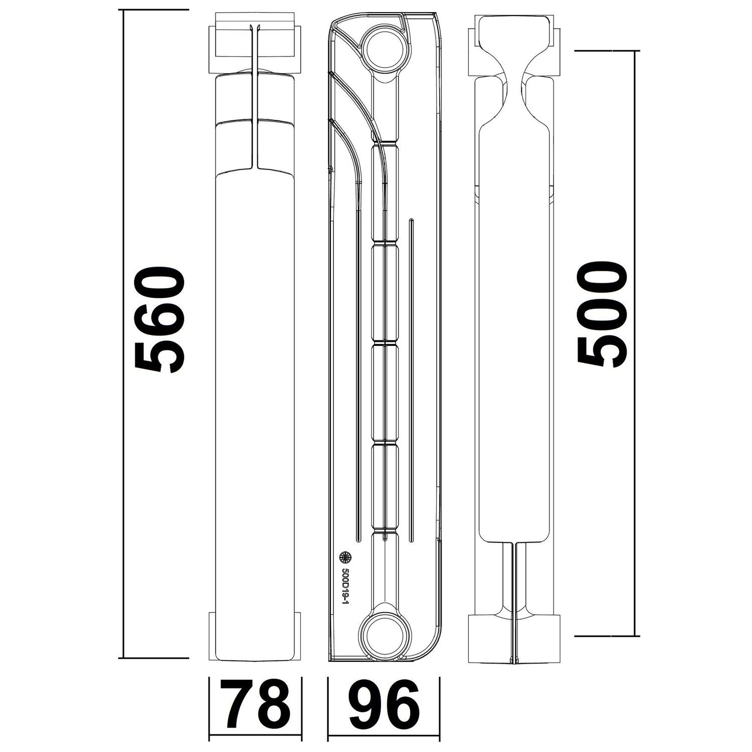 Біметалевий радіатор GALLARDO Bi POWER 500/96 мм (175 Вт)