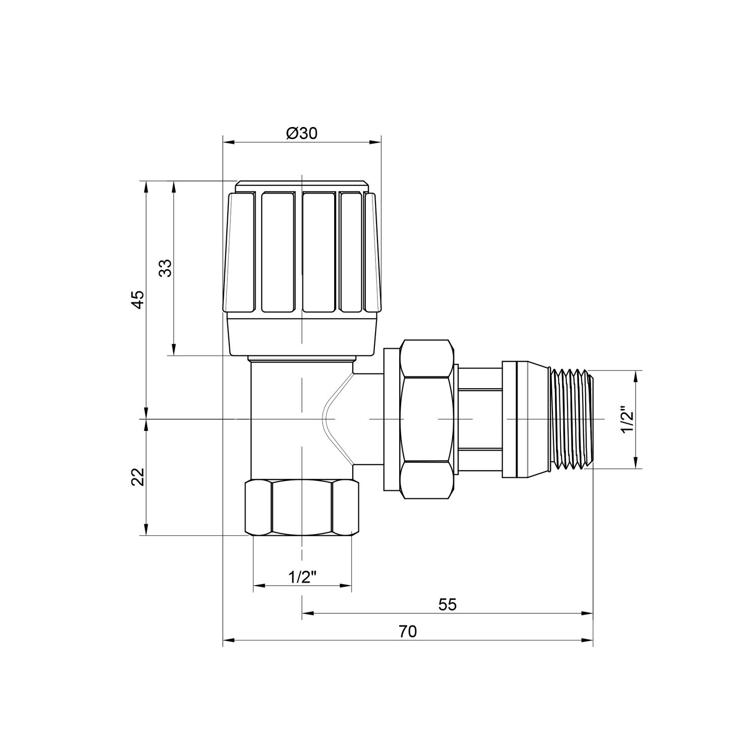 Кран радиаторный Icma 1/2" с антипротечкой угловой №951