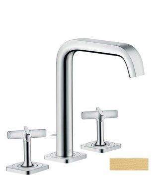 Смеситель для раковины 170, Hansgrohe Axor Citterio E на 3 отверстия, с панелью и сливн. гарнитуром, цв. шлиф. золото