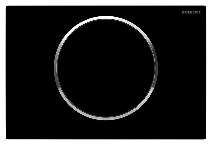 Змивна кнопка Geberit \Sigma10\, з системою змив/стоп, пластик, чорний/хром глянец/чорний