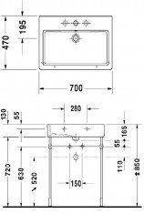 Умывальник Duravit Cersanit VERO 70*47см с одним отверстием