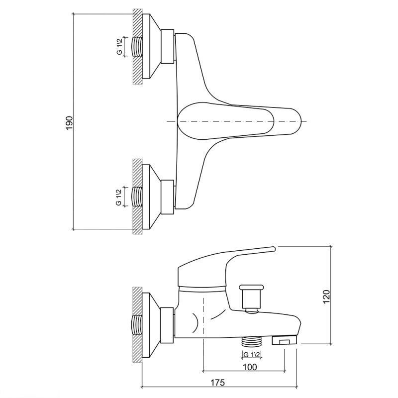 Змішувач для ванни Brinex 36W 006 термопластик