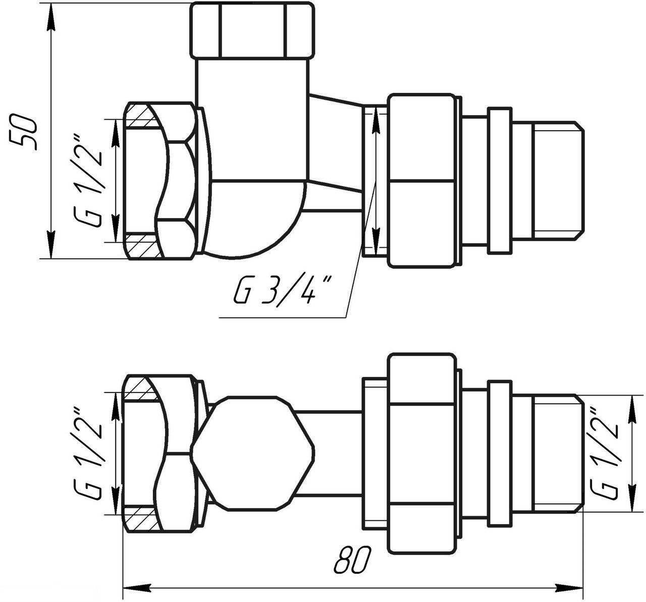 Кран Solomon прямий під ключ для радіаторів 1/2 з антипротіканням NEW (161405)