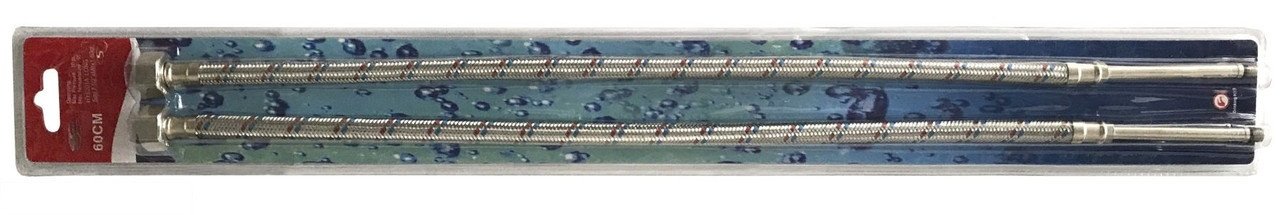 Шланги для змішувачів Solomon HY6201 A М8х1/2" 0,6 м LONG-штуцер 70мм ПАРА в блистері SH2006
