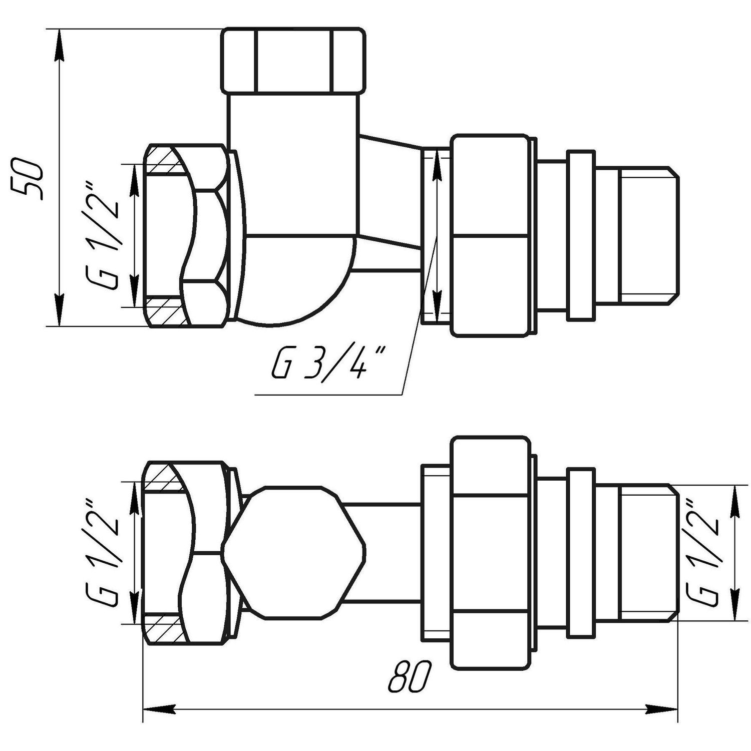 Кран Solomon прямой под ключ для радиаторов 1/2" с антипротечкой NEW (161405)