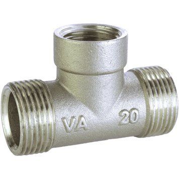 Тройник редукционный никелированный 3/4&Prime;НР х 1/2&Prime;ВР х 3/4&Prime;НР VA, штампованный A0224А(нк)