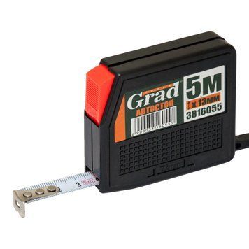 Рулетка Grad, С Автостопом 5М*13Мм (Черная)