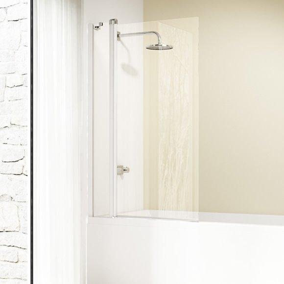 Штора 2-панельна для ванни Huppe DESIGN ELEGANCE 96,5*150см (проф білий, скло прозоре Antiplaque)