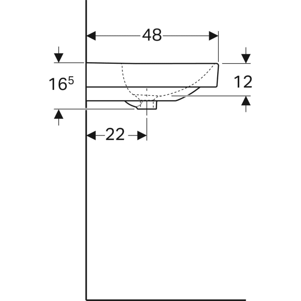 Раковина Geberit Cersanit Geberit, Smyle Square 500.253.01.1, 120см, отвір для змішувача зліва і справа, перелив видимий