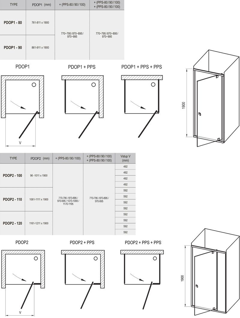 Душова двері Ravak PDOP 1-80 біла (Transparent) 03G40100Z1