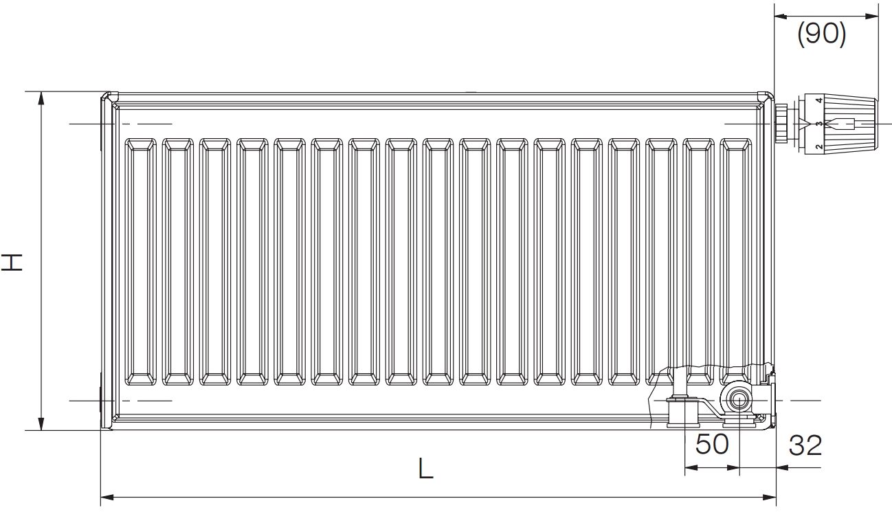 Радіатор сталевий Korado Plan 11VK500x1200 (колір RAL1013 - перлиново-білий) з нижнім підключенням