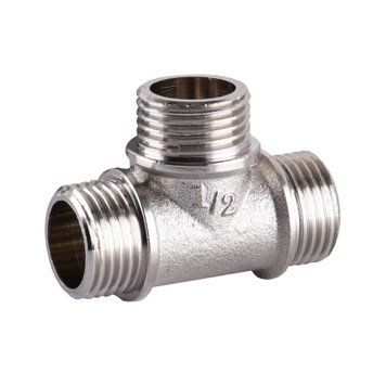 Тройник никелированный 1/2&Prime;НР х 1/2&Prime;УР х 1/2&Prime;НР VA, штампованный А0214А(нк)